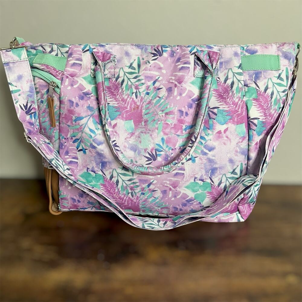 Aldi Wine Dispensing Tote Bag w Spout & Beverage Bag 1.5 Liters Floral Insulated